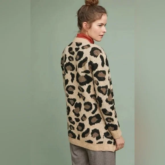 Anthropologie Moth Leopard Print Cardigan Sweater - Picture 2 of 10